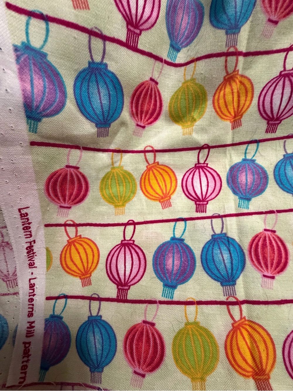 Colorful Lantern Cotton Fabric Multicolor